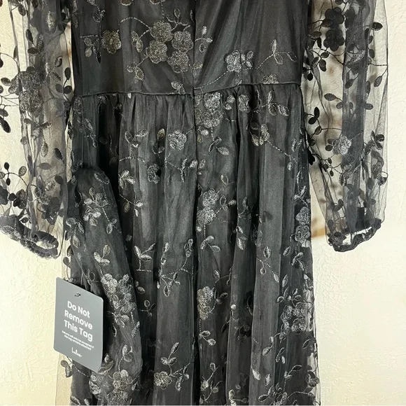 Lulu's Darling Charisma Black Mesh Embroidered Midi Dress - Picture 12 of 15